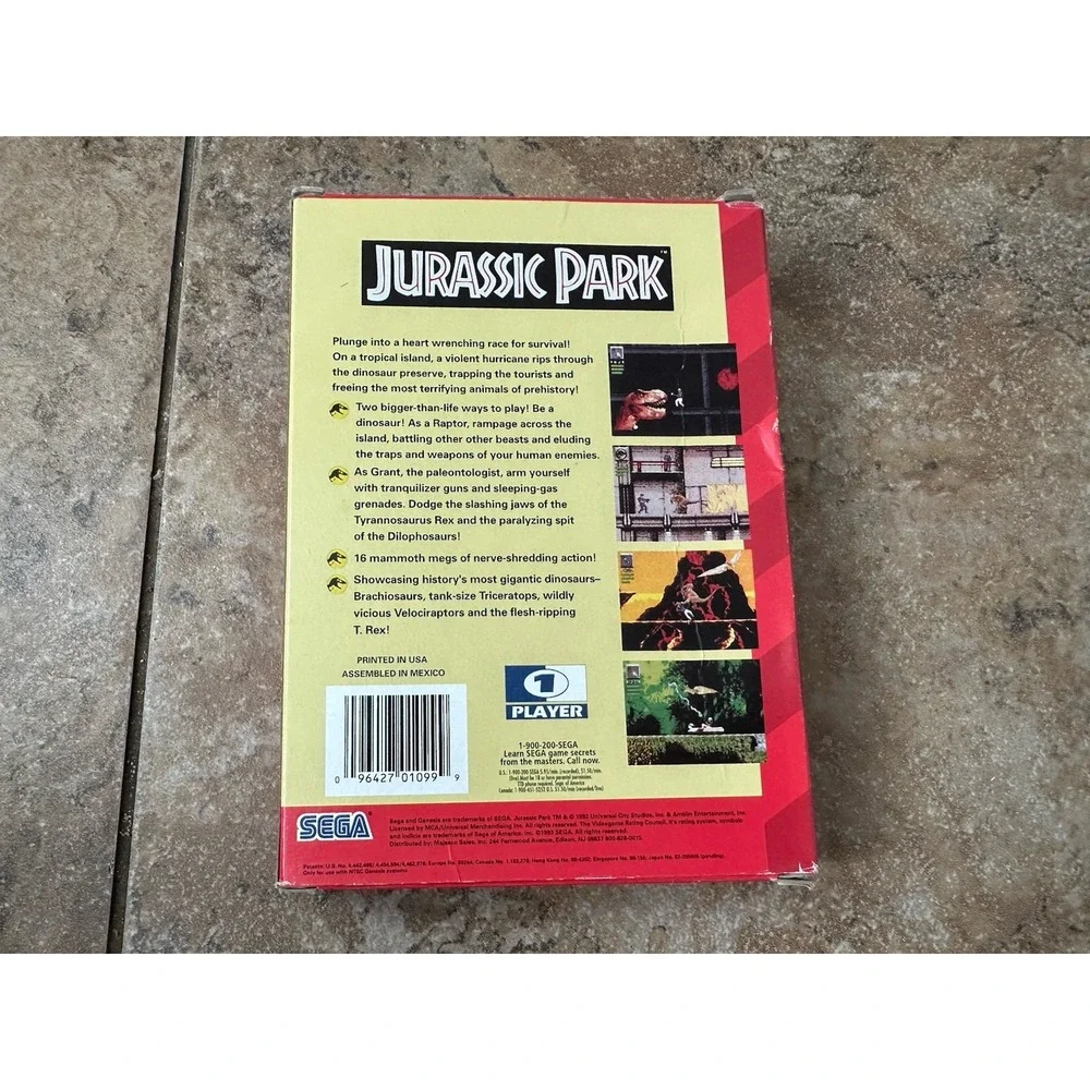 Jurassic Park (Sega Genesis) 1993 Vintage